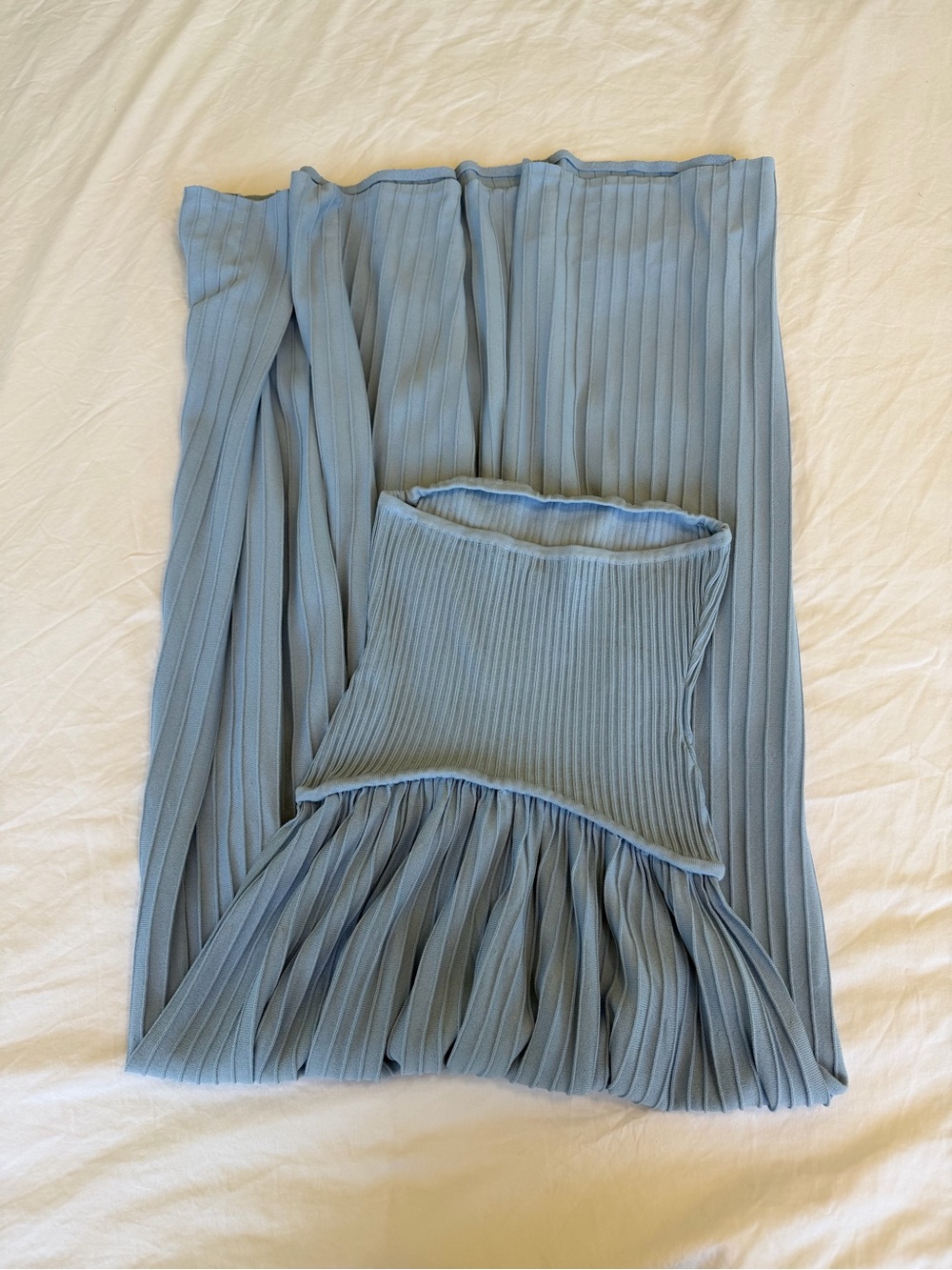 SOLID & STRIPED Solglio Strapless Ribbed Baby Blue Summer Maxi Dress - Picture 5 of 6